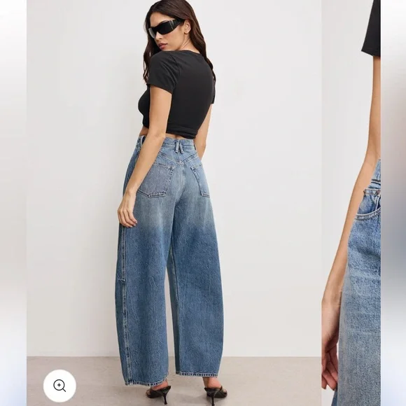 $179 Good American Good Extreme Barrel Relaxed Jeans NWT - Picture 8 of 12